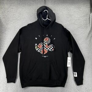 Disney Neff Hoodie Mens Large Black Mickey Mouse Sweatshirt Floral Official NWT